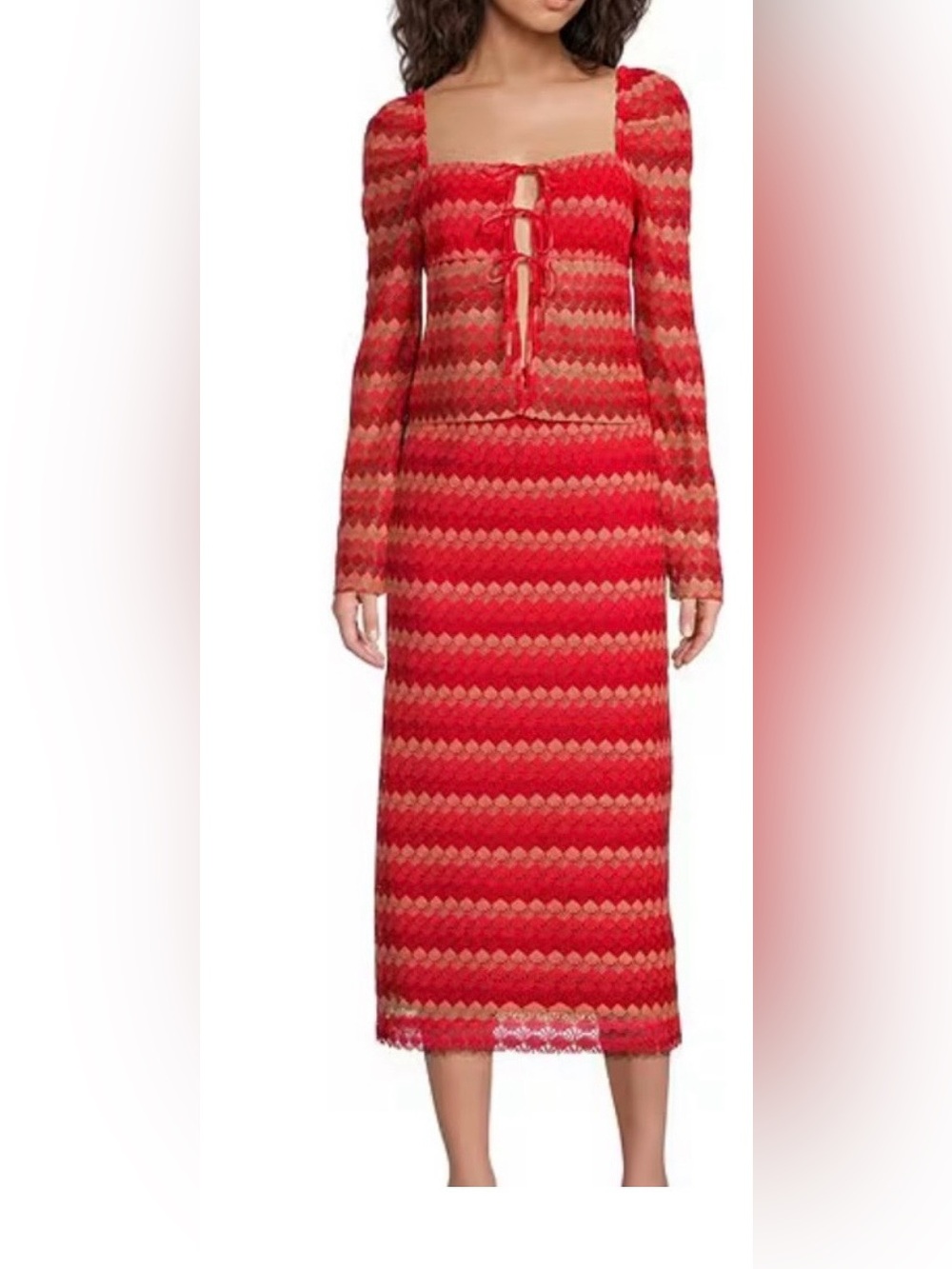 Chelsea & Violet- 2 Piece Outfit.  Lace Top (Sz L)  and Midi Skirt (Sz M). NWT.